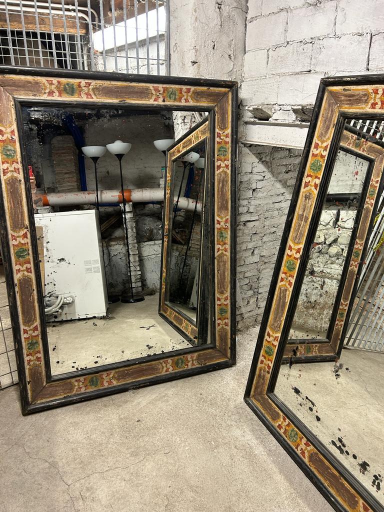 Pair Early 19th Century Italian Empire Period Carved Wood Casetta Framed Mirrors For Sale 2