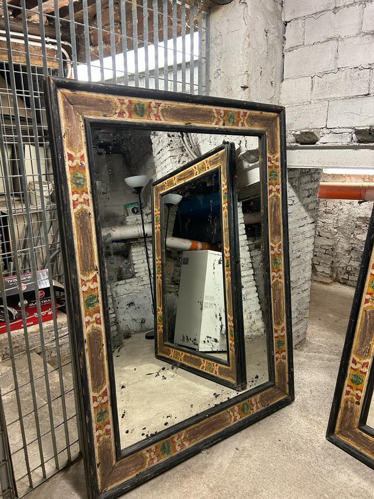 Pair Early 19th Century Italian Empire Period Carved Wood Casetta Framed Mirrors For Sale 5