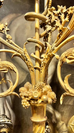 Pair Early 19th Century Ormolu and Patinated Bronze and Marble Candelabra Lamps