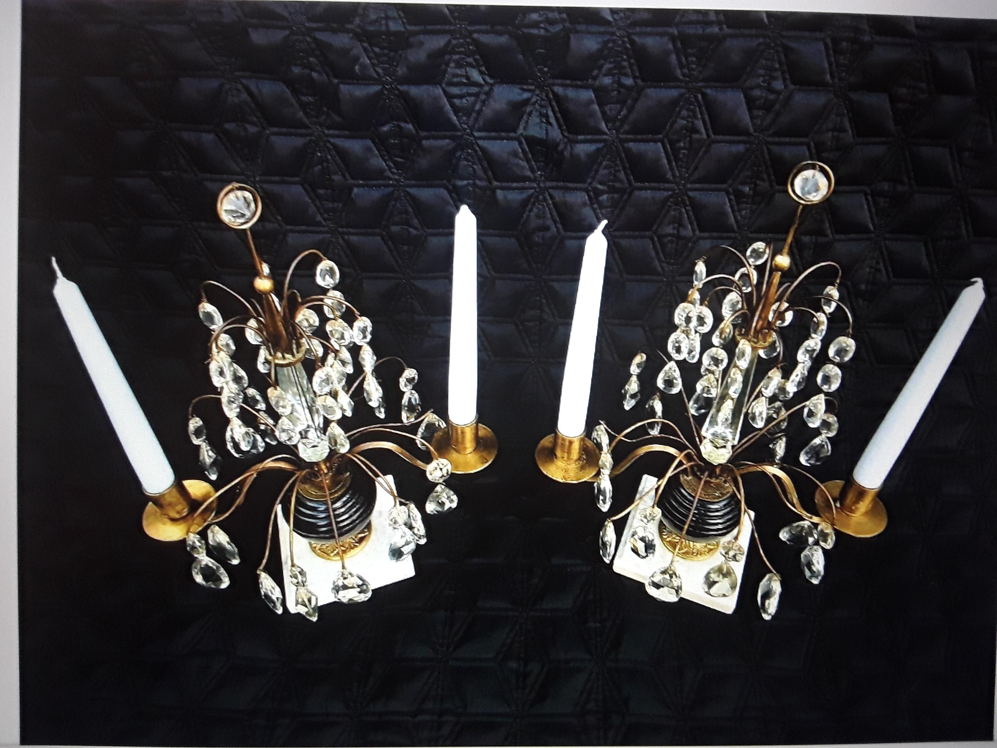 Early 19th Century Pair Early 19thc Baltic Neoclassical style Ormolu w/ Cobalt Glass Candelabra For Sale