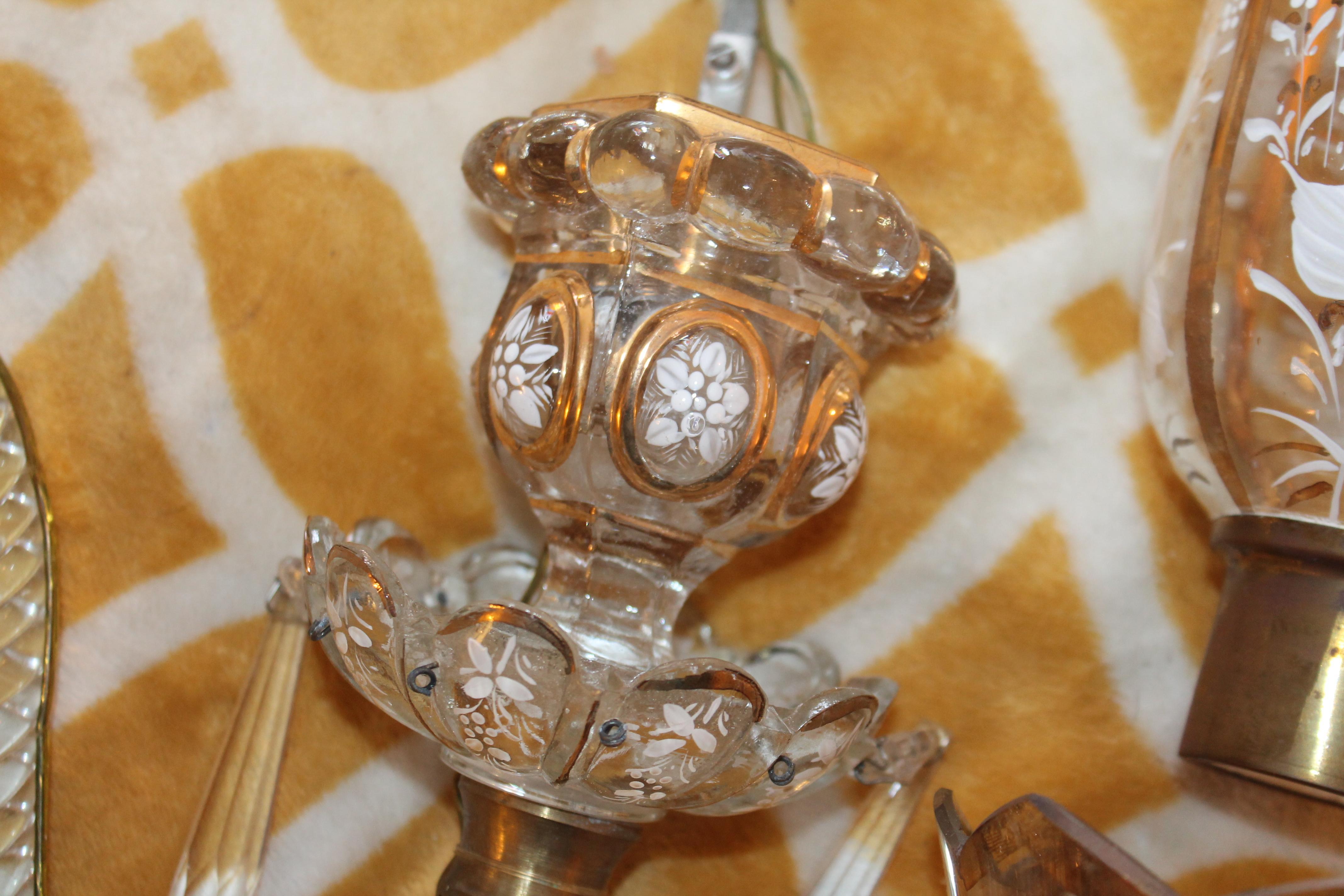 Pair Early 19thc French Antique Crystal Hurricane Shade Sconces attrib. Baccarat For Sale 4