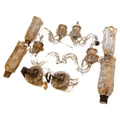 Pair Early 19thc French Antique Crystal Hurricane Shade Sconces attrib. Baccarat