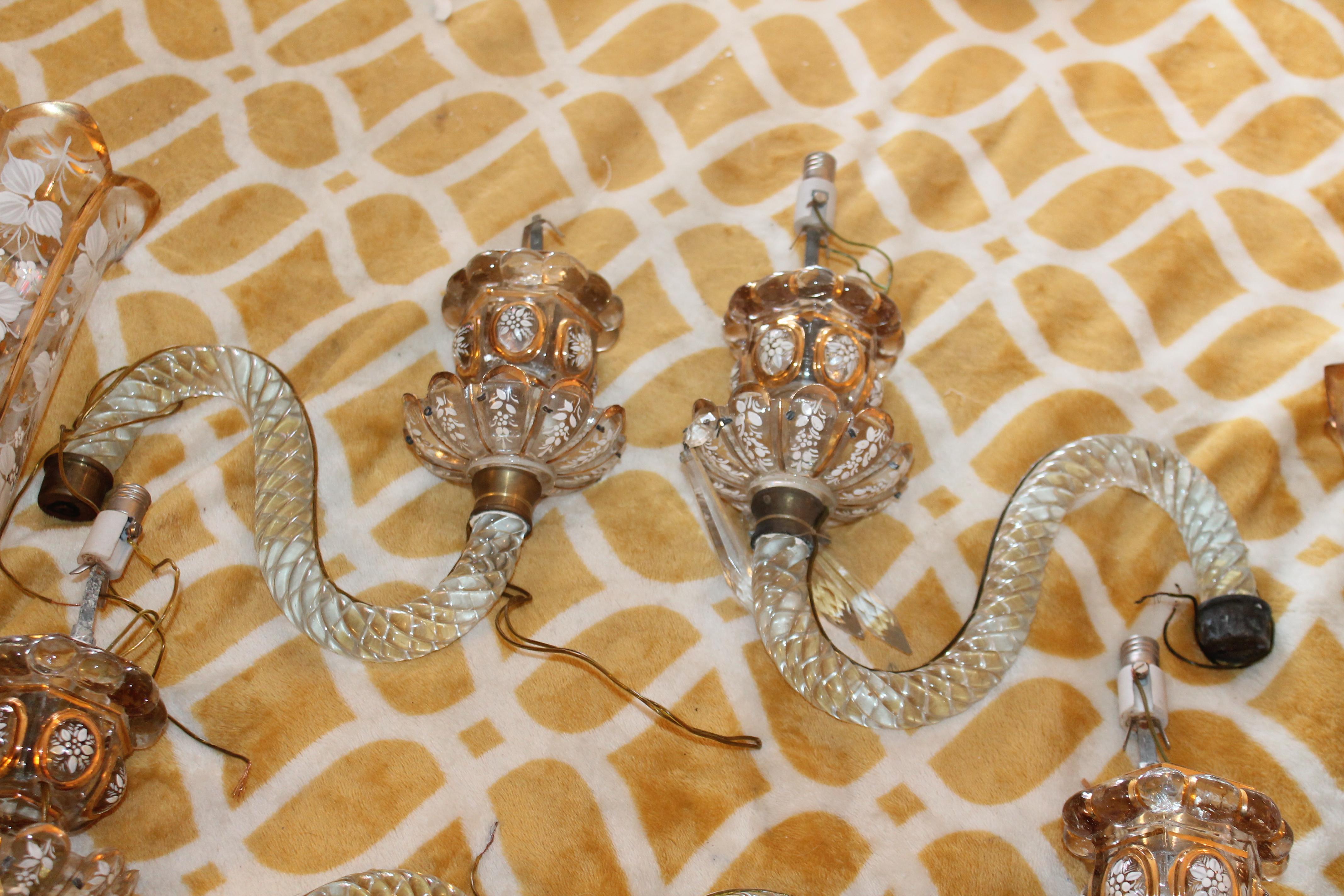 Pair Early 19thc French Antique Crystal Hurricane Shade Sconces attrib. Baccarat For Sale 6