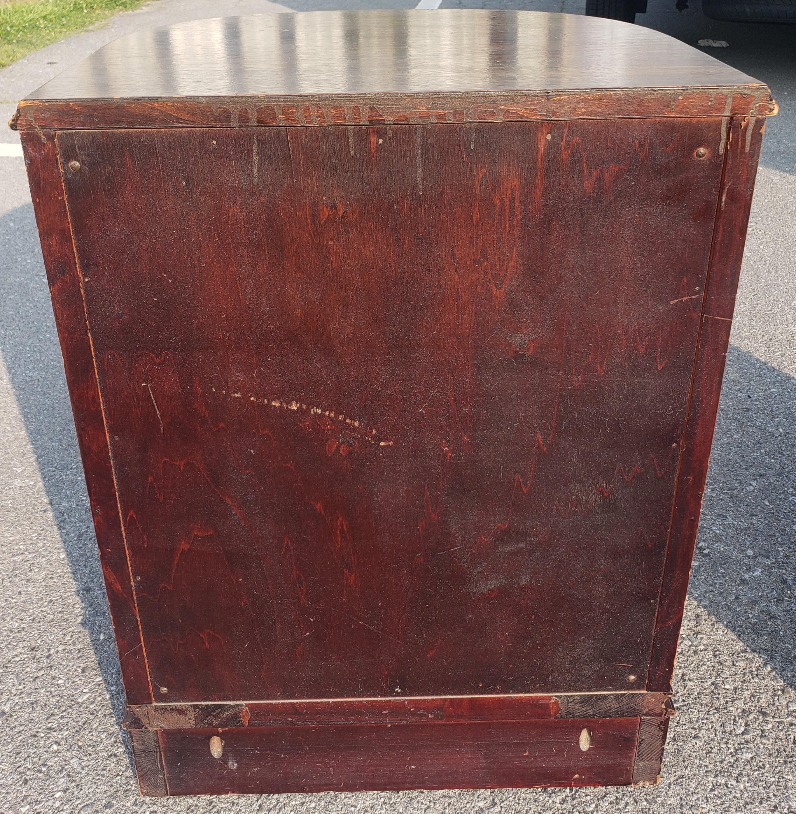 Pair Early 20th C. American Empire BowFront Flame Mahogany Bedside Cabinet Table For Sale 5