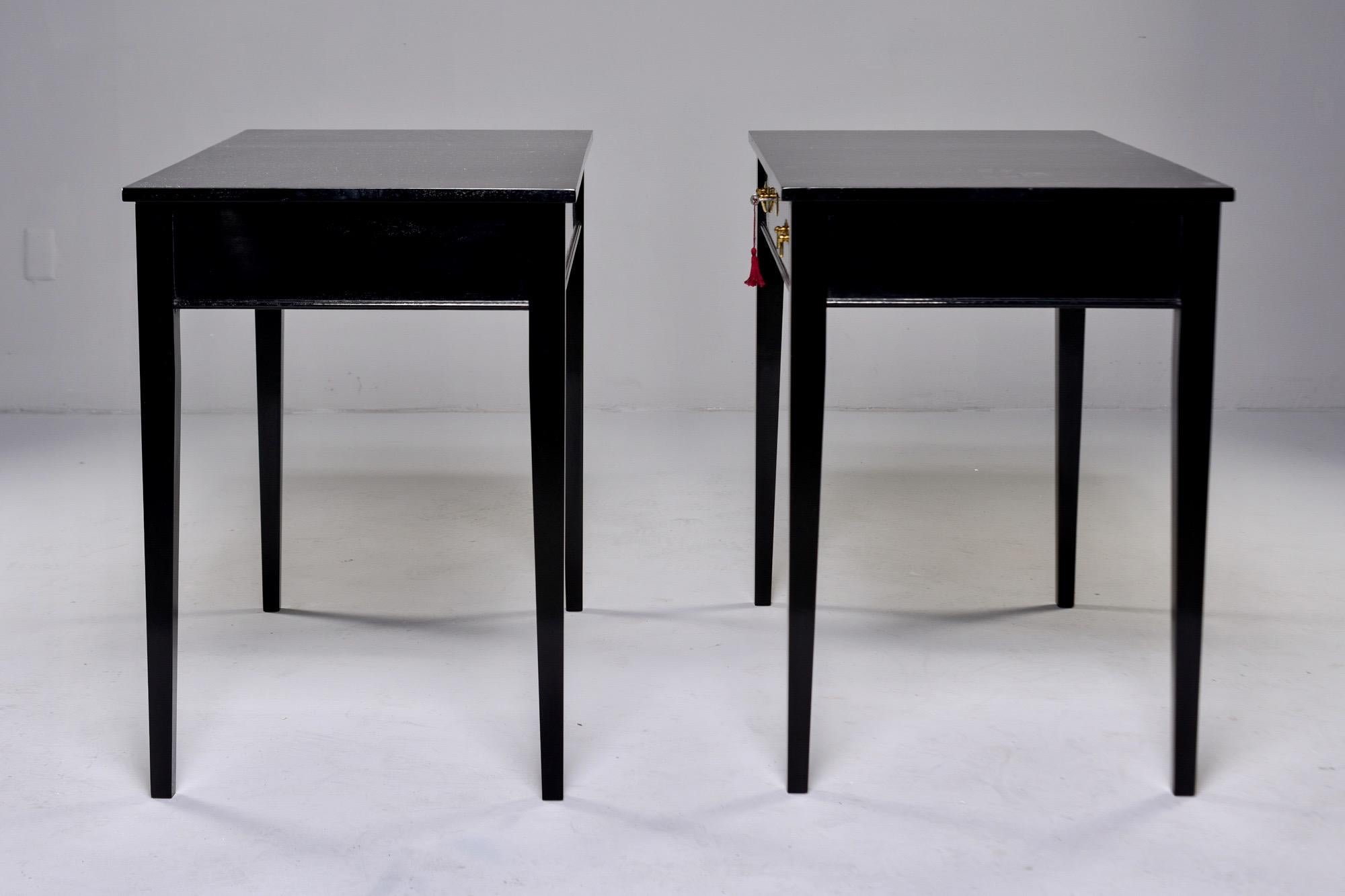 Pair Early 20th C English Ebonised Side Desks with Drawers 4