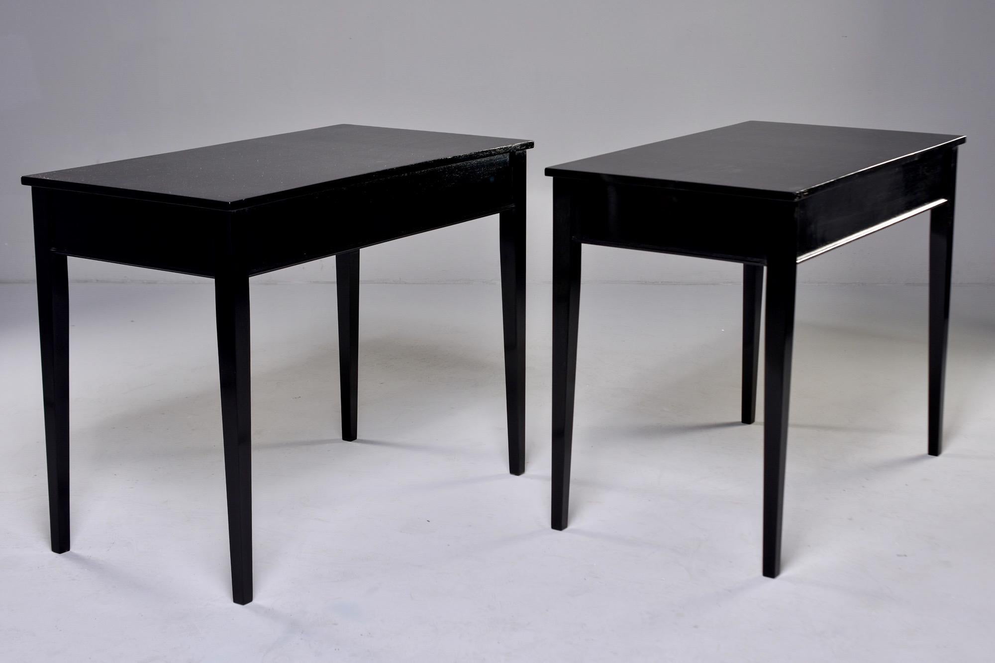 Pair Early 20th C English Ebonised Side Desks with Drawers 3