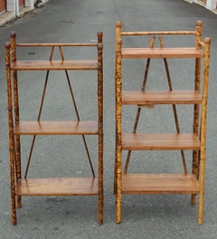 Pair Early 20th C. Graduated Bamboo Etageres Shelves