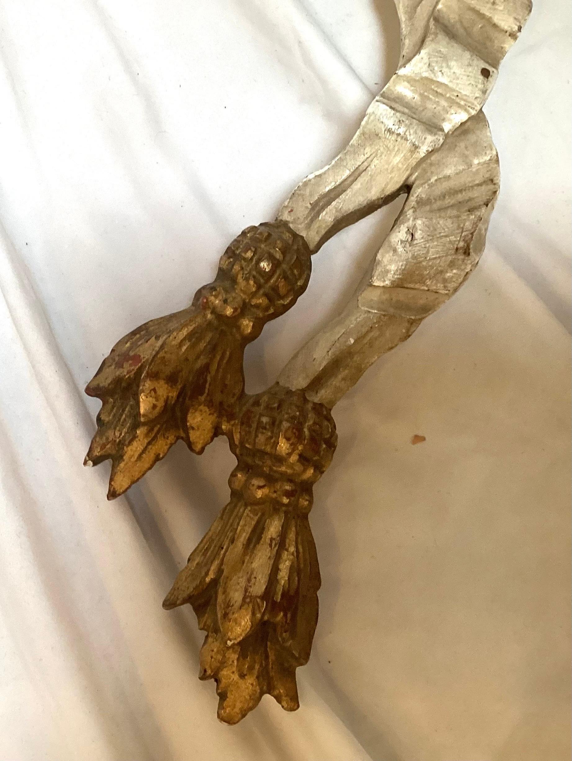Giltwood Pair Early 20th C. Hand Carved Continental Parcel Gilt Eagle Motif Wall Sconces For Sale