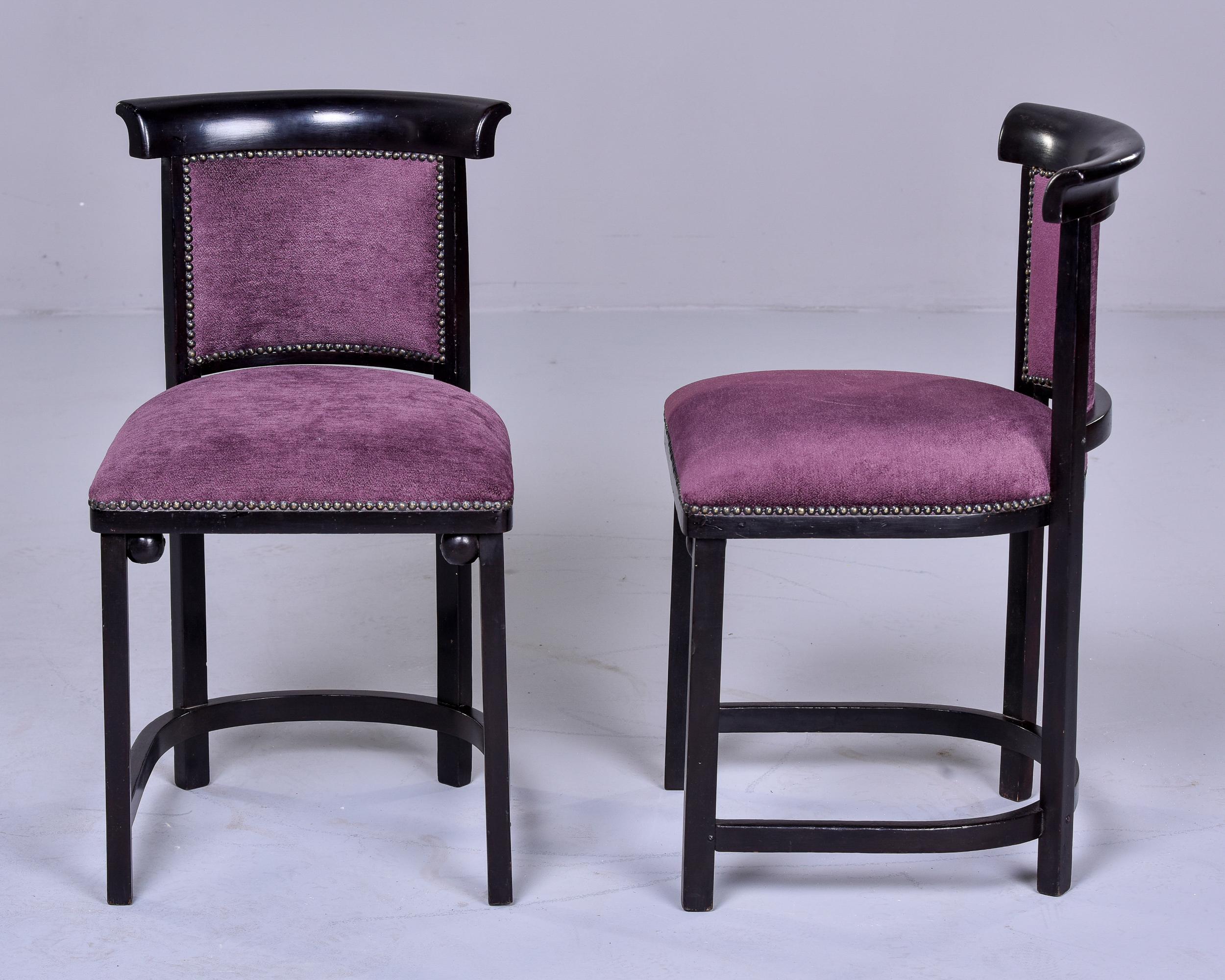 Art Nouveau Pair Early 20th C Josef Hoffmann Fledermaus Side Chairs by J & J Kohn of Austria