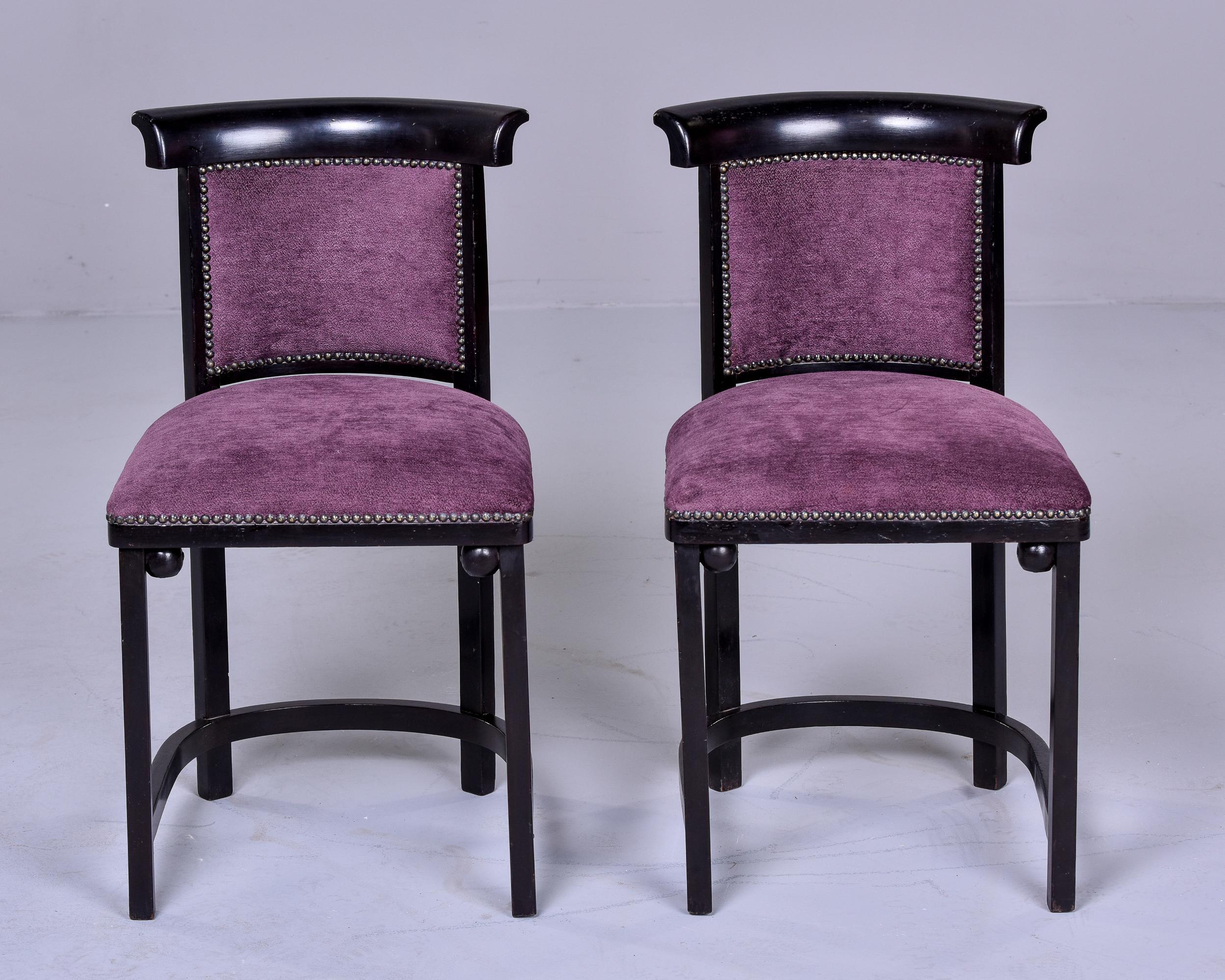 Austrian Pair Early 20th C Josef Hoffmann Fledermaus Side Chairs by J & J Kohn of Austria