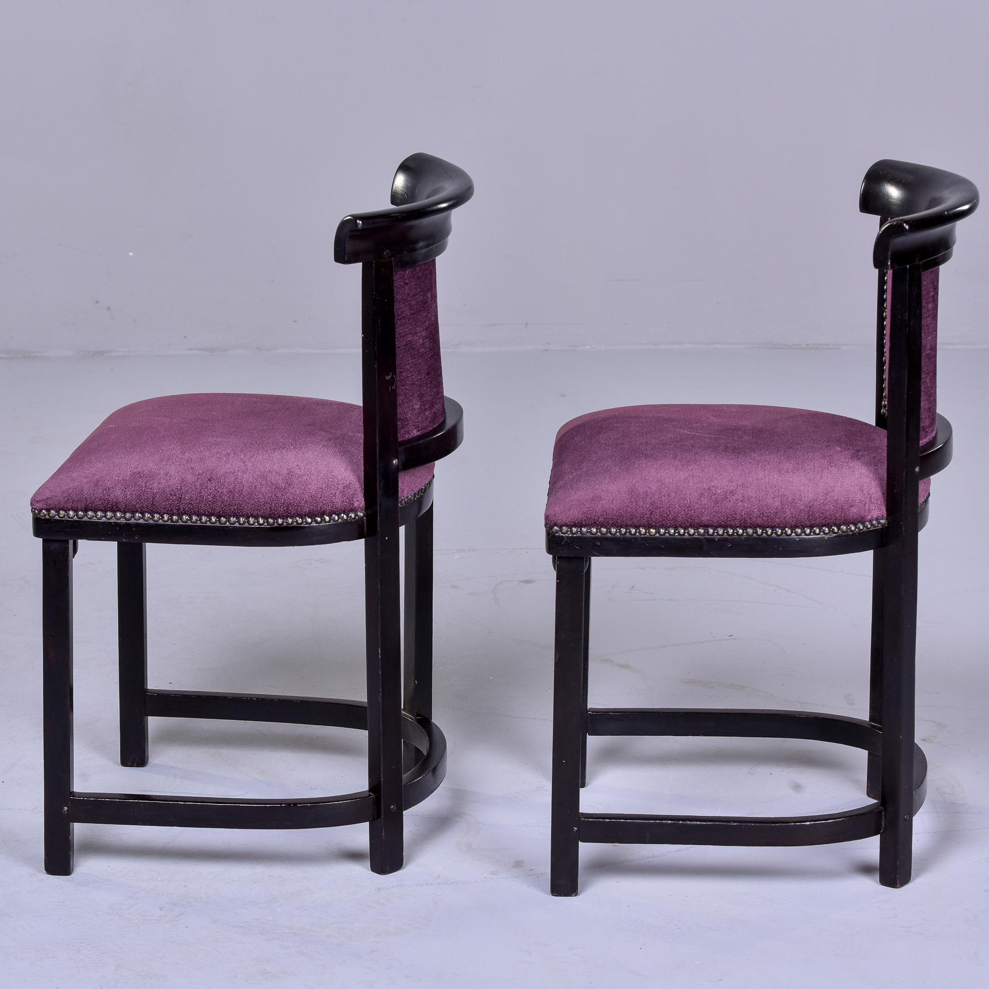 Pair Early 20th C Josef Hoffmann Fledermaus Side Chairs by J & J Kohn of Austria In Good Condition In Troy, MI