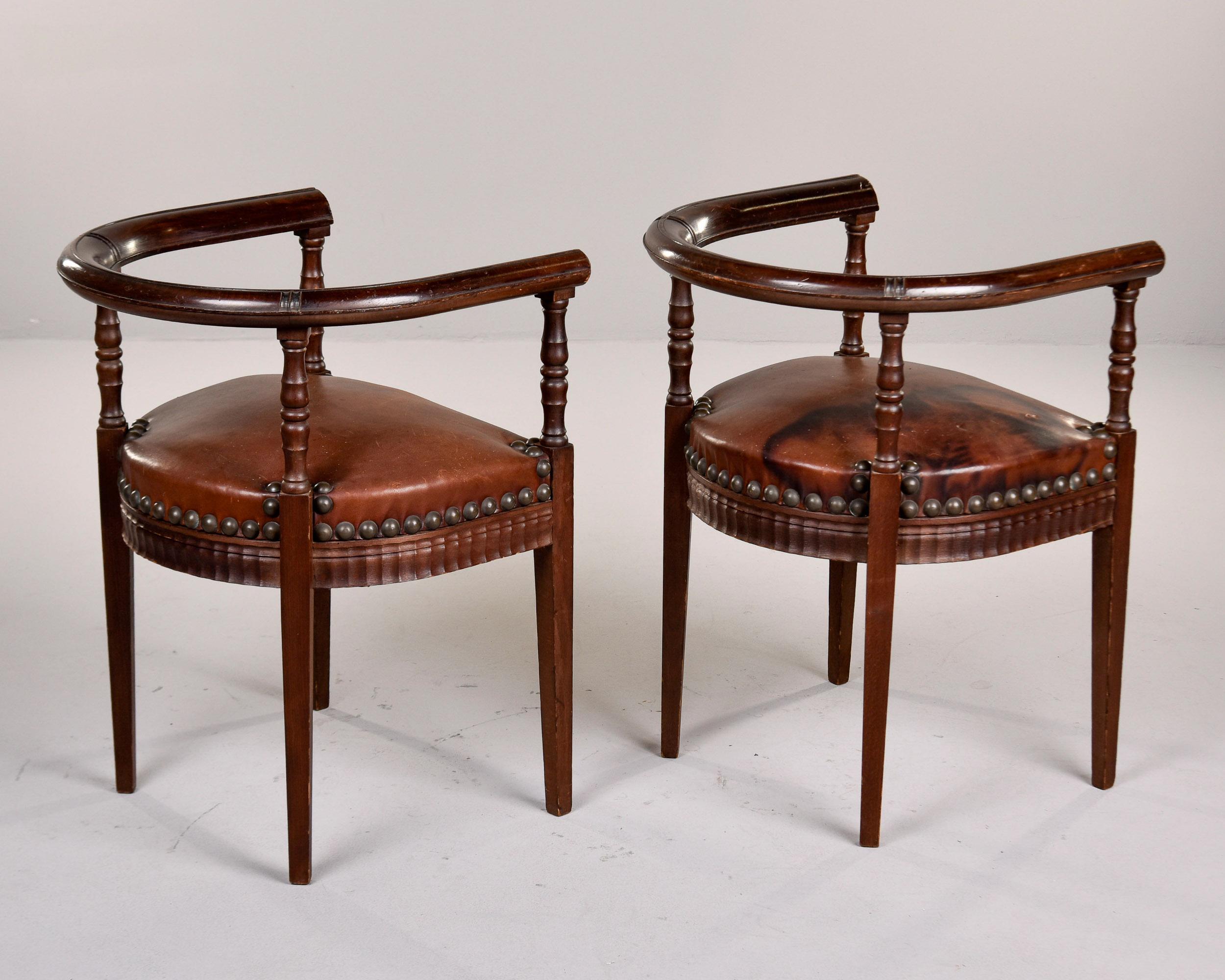 Paire de fauteuils de capitaine en acajou du début du C.I.C. avec cuir Brown en vente 1