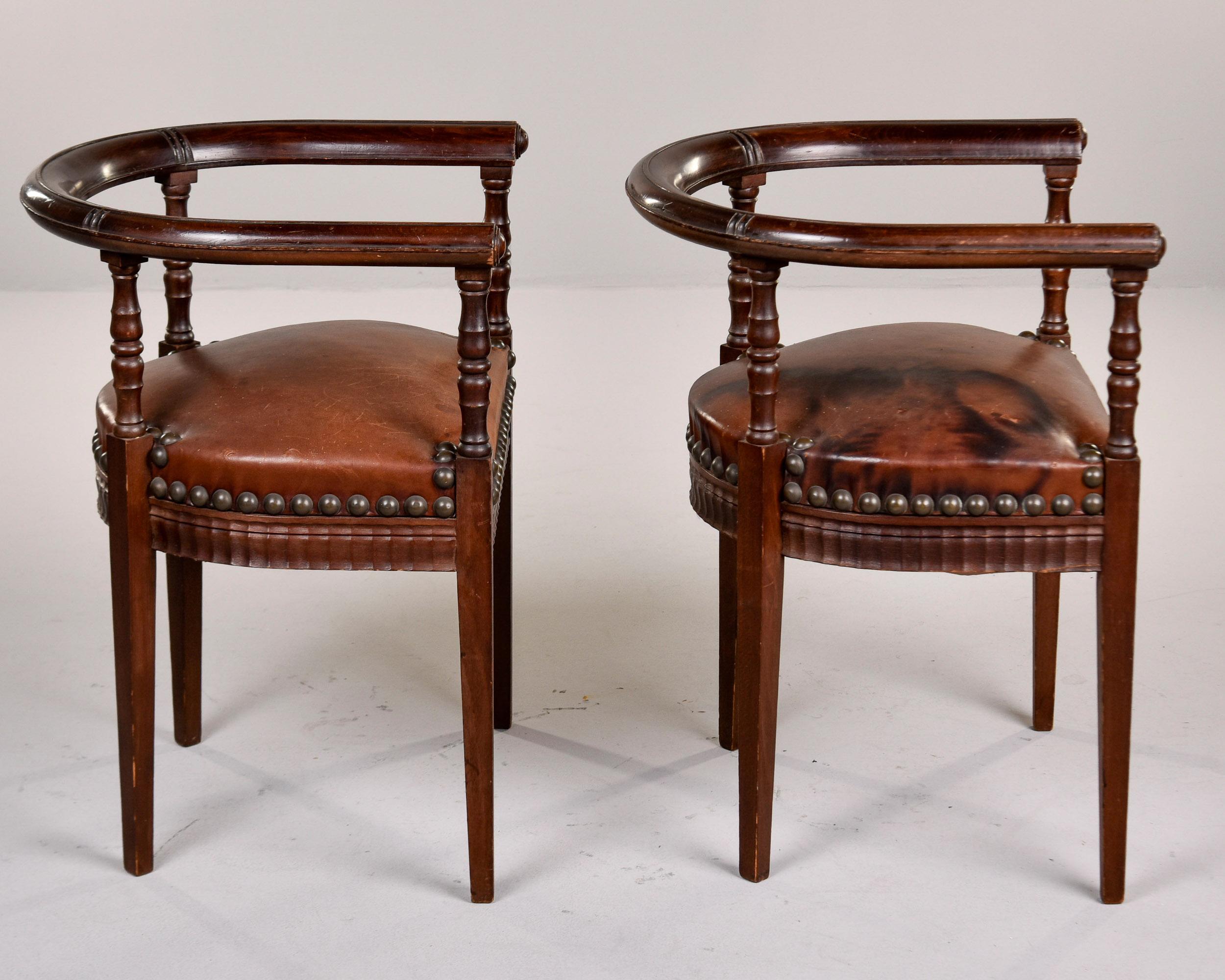 Paire de fauteuils de capitaine en acajou du début du C.I.C. avec cuir Brown en vente 2