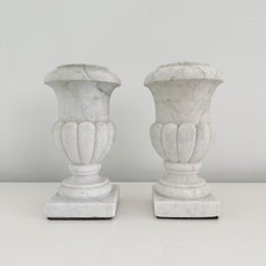 Pair Early 20th Century Neoclassical Miniature Marble Urns