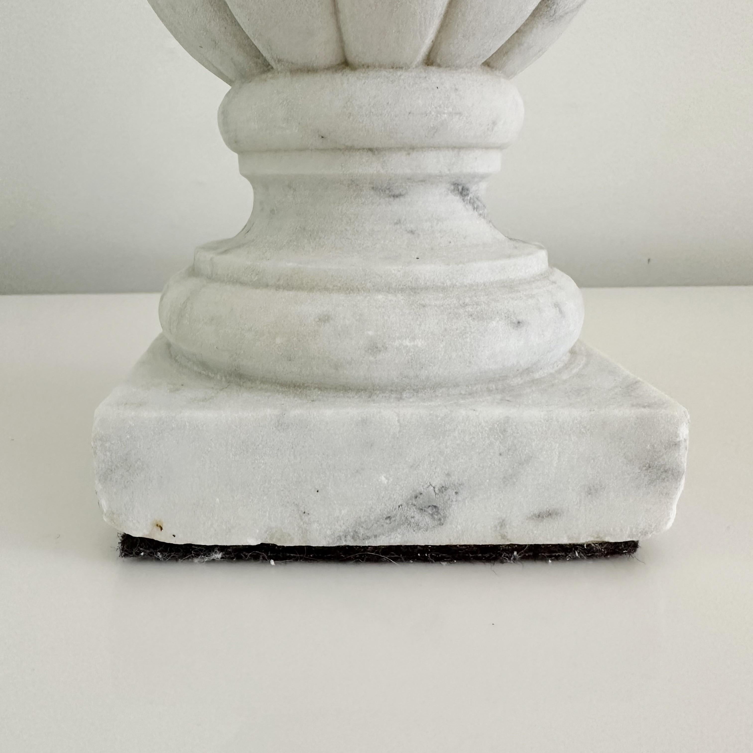 Carrara Marble Pair Early 20th Century Neoclassical Miniature Marble Urns