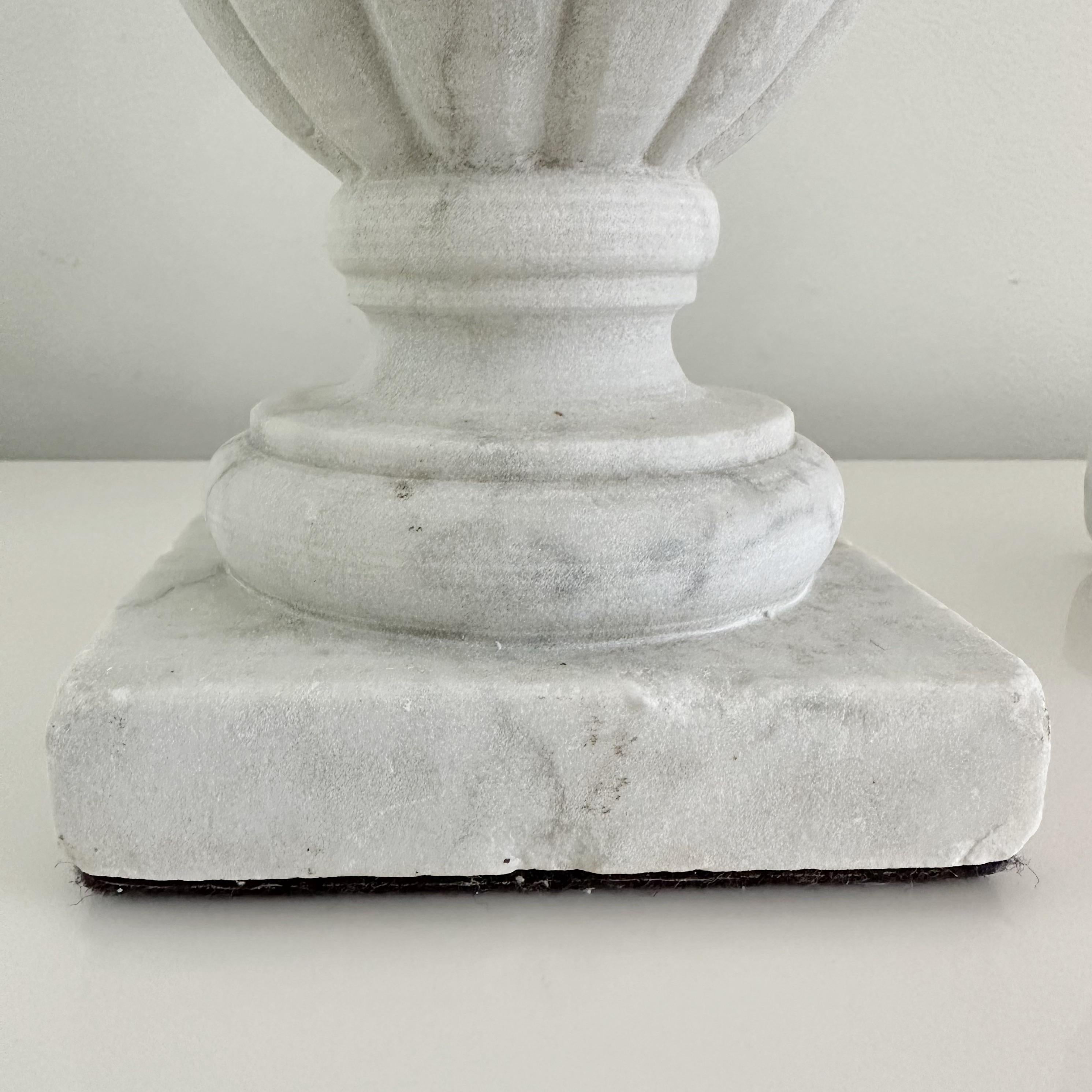Pair Early 20th Century Neoclassical Miniature Marble Urns 1