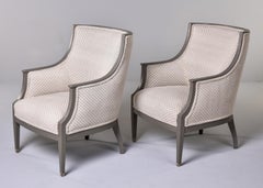 Pair Early 20th C Swedish Chairs With Painted Frames and New Upholstery