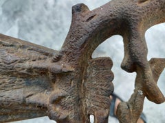 Pair Early 20th Century Cast Iron Owl with Glass Eyes Andirons by Howe Boston