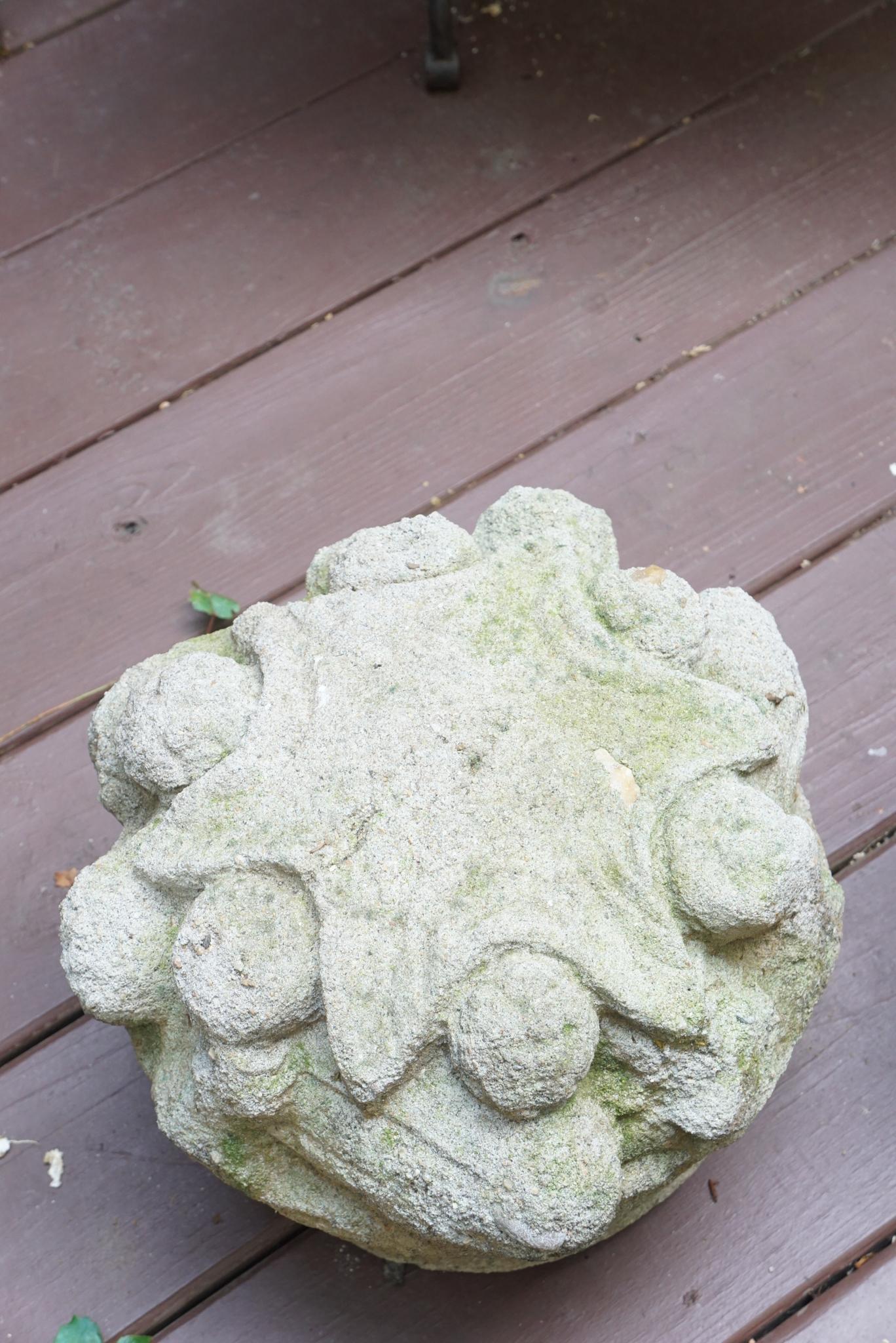 Pair Early 20th Century Cast Stone Fruit Baskets In Good Condition For Sale In Hudson, NY