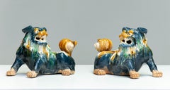Pair Early 20th Century Chinese Ceramic Foo Dogs
