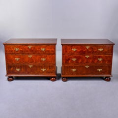 Pair Early 20th Century English Burr Elm Chests