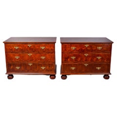 Pair Early 20th Century English Burr Elm Chests