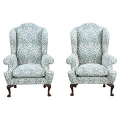 Pair Early 20th Century English Country House Wing Armchairs