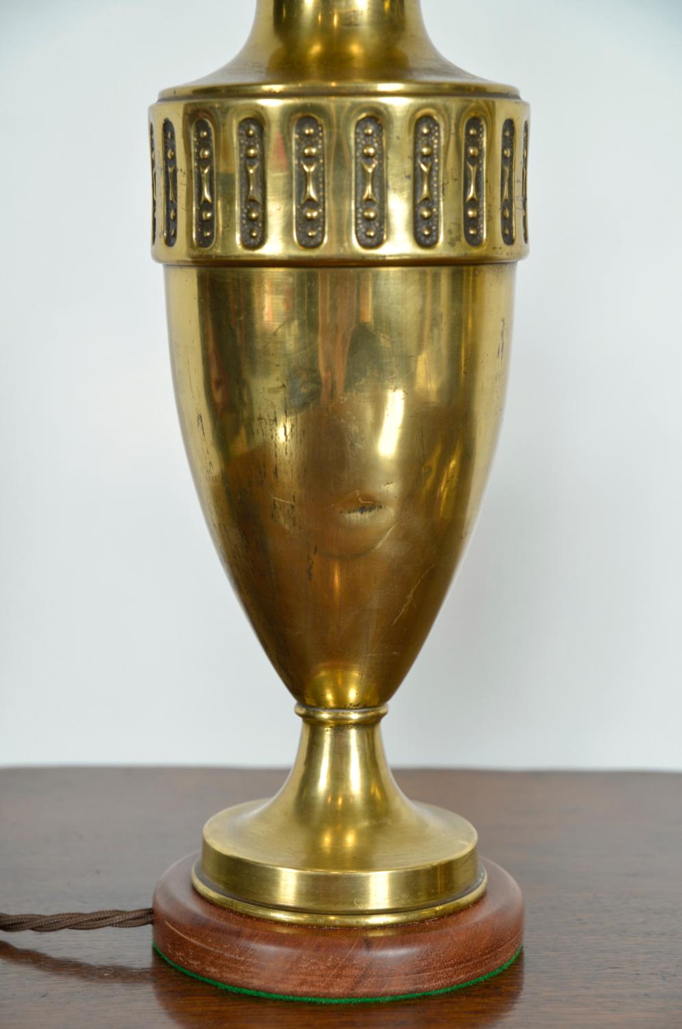 Pair Early 20th Century French Art Nouveau Style Brass Urn Vase Table Lamps For Sale 9