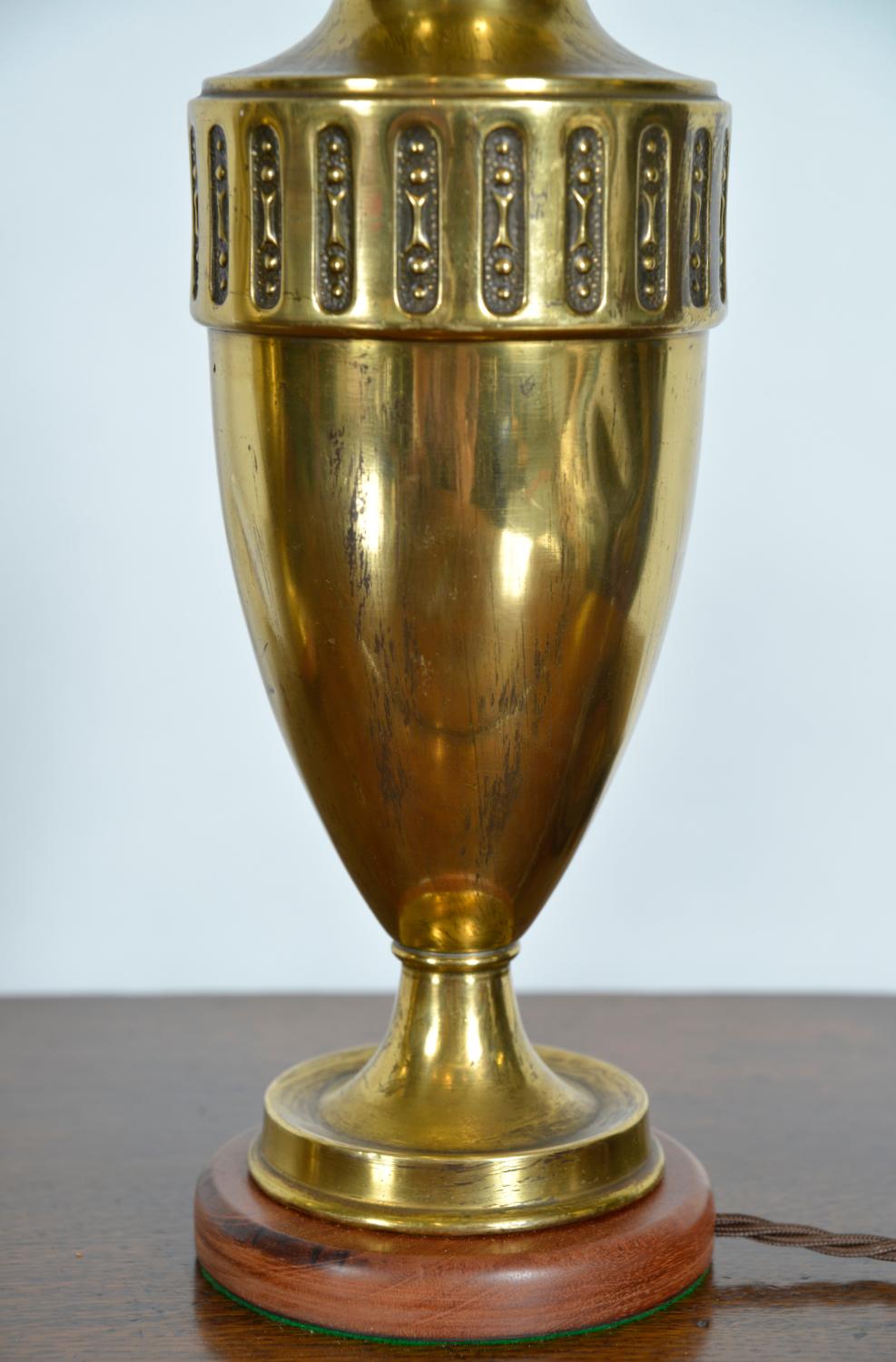 Pair Early 20th Century French Art Nouveau Style Brass Urn Vase Table Lamps For Sale 10