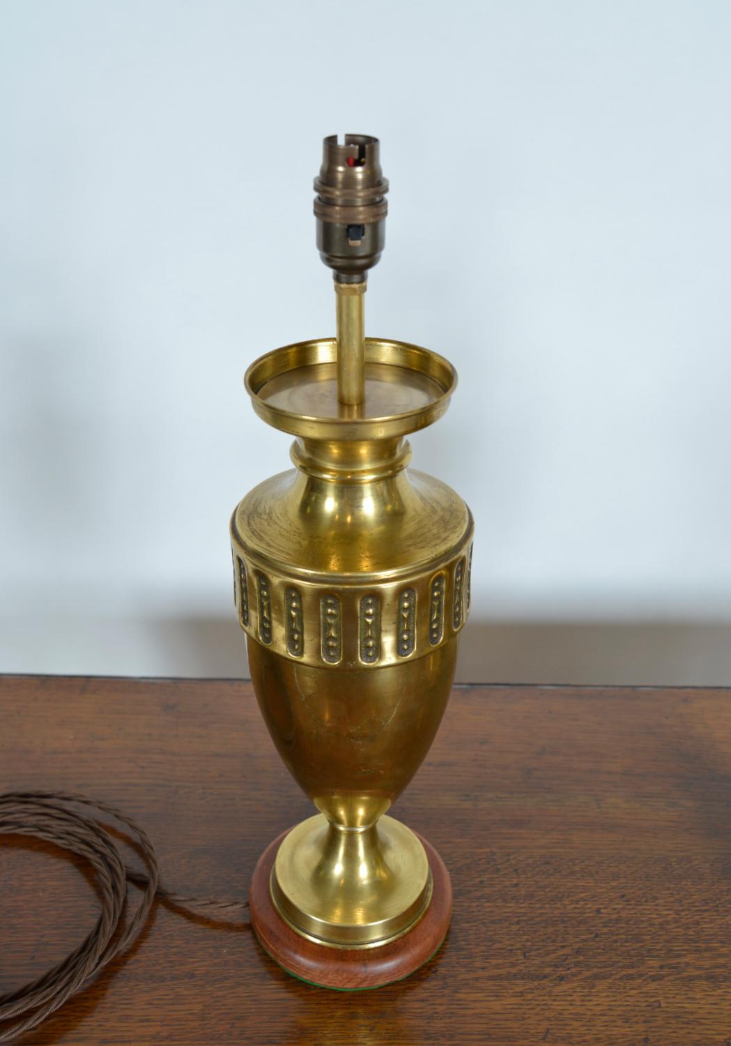 Pair Early 20th Century French Art Nouveau Style Brass Urn Vase Table Lamps For Sale 1