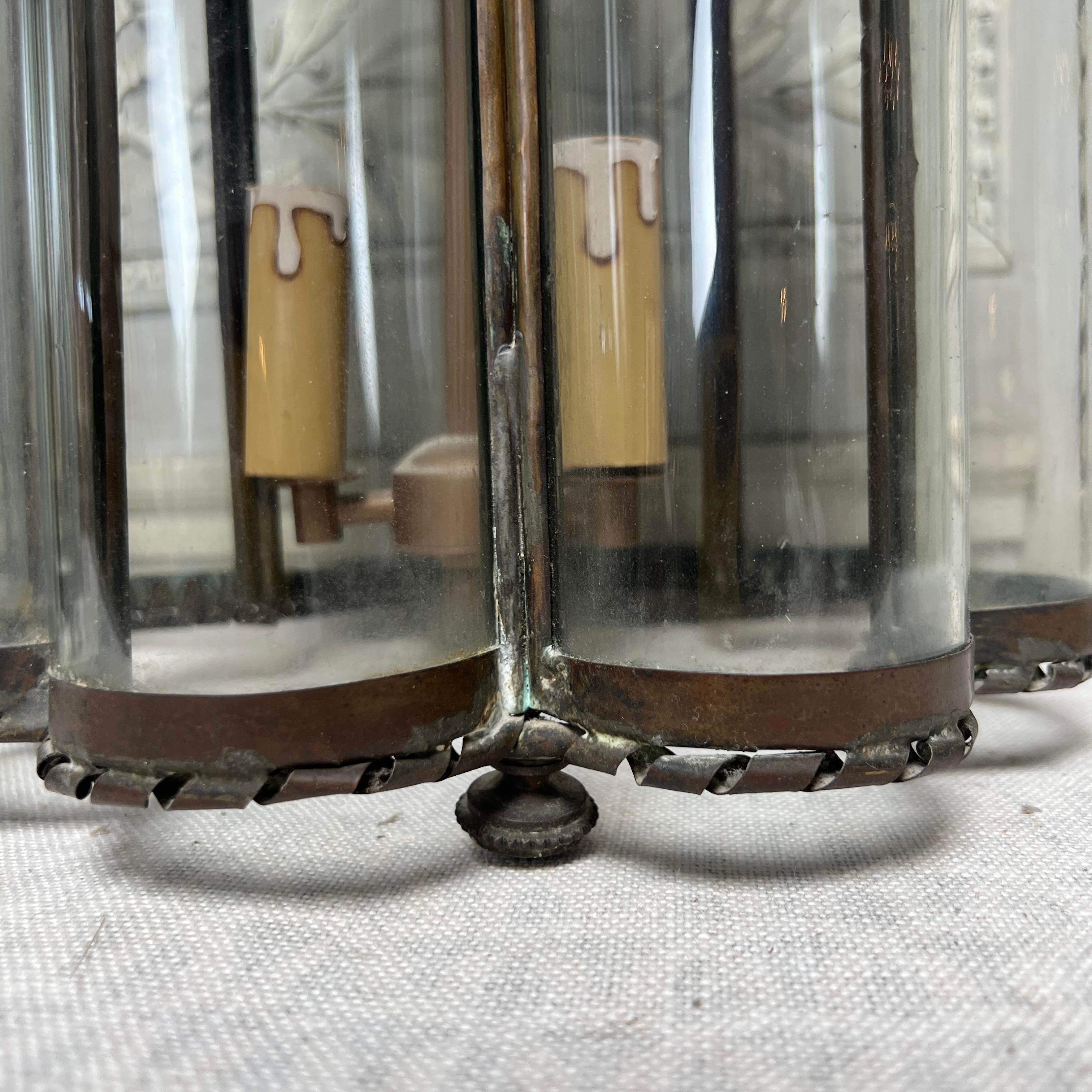 Pair Early 20th Century French Brass and Glass Lanterns 7