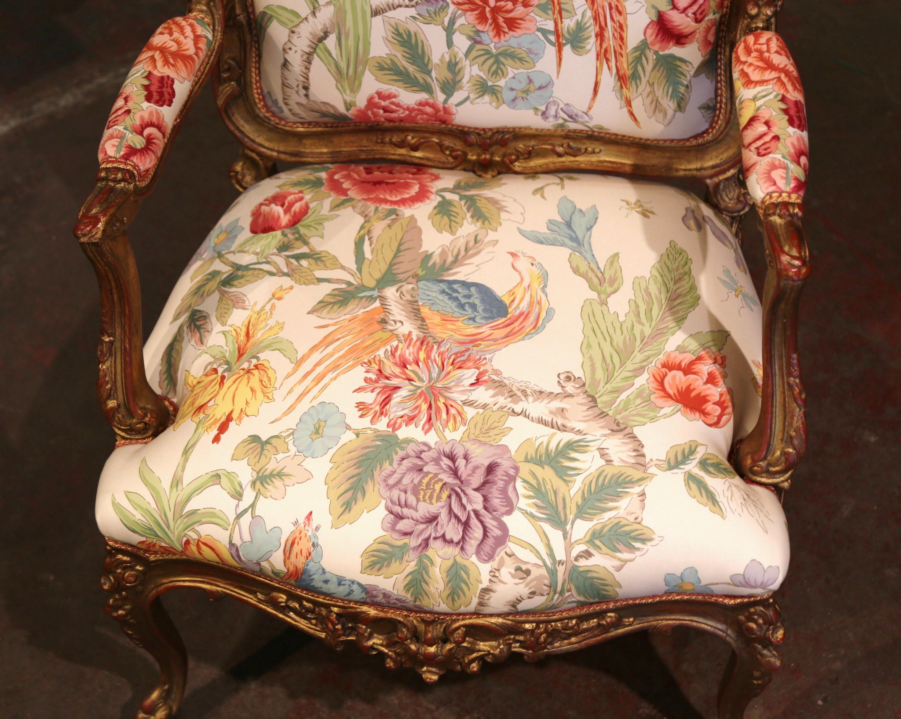 Pair Early 20th Century French Louis XV Carved Gilt Painted Bergères Fauteuils 10