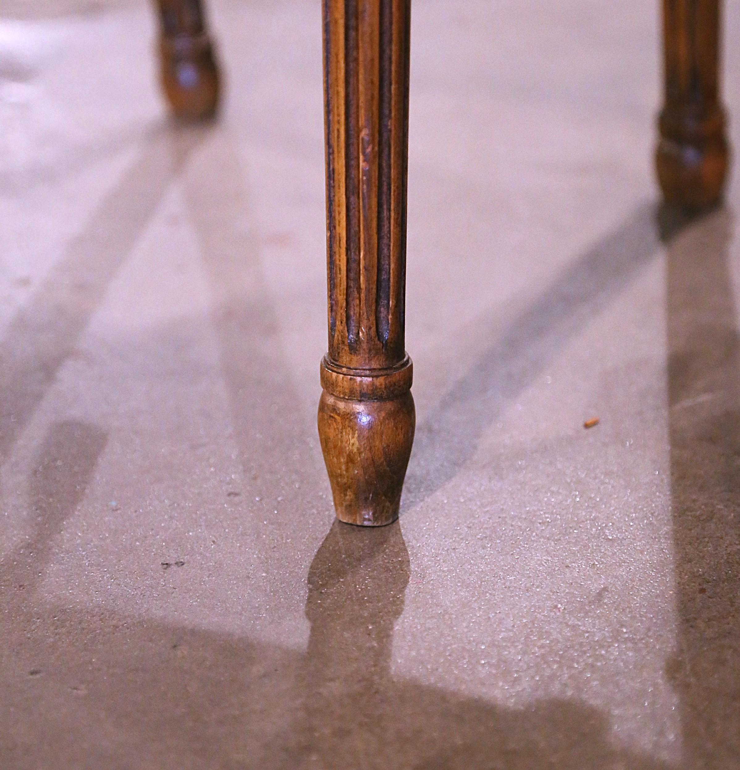 Pair Early 20th Century French Louis XVI Carved Walnut and Cane Vanity Chairs For Sale 6