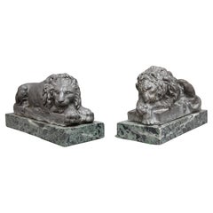 Pair early 20th Century grand tour models of the Canova Lions Pair early 20th Century grand tour models of the Canova Lions