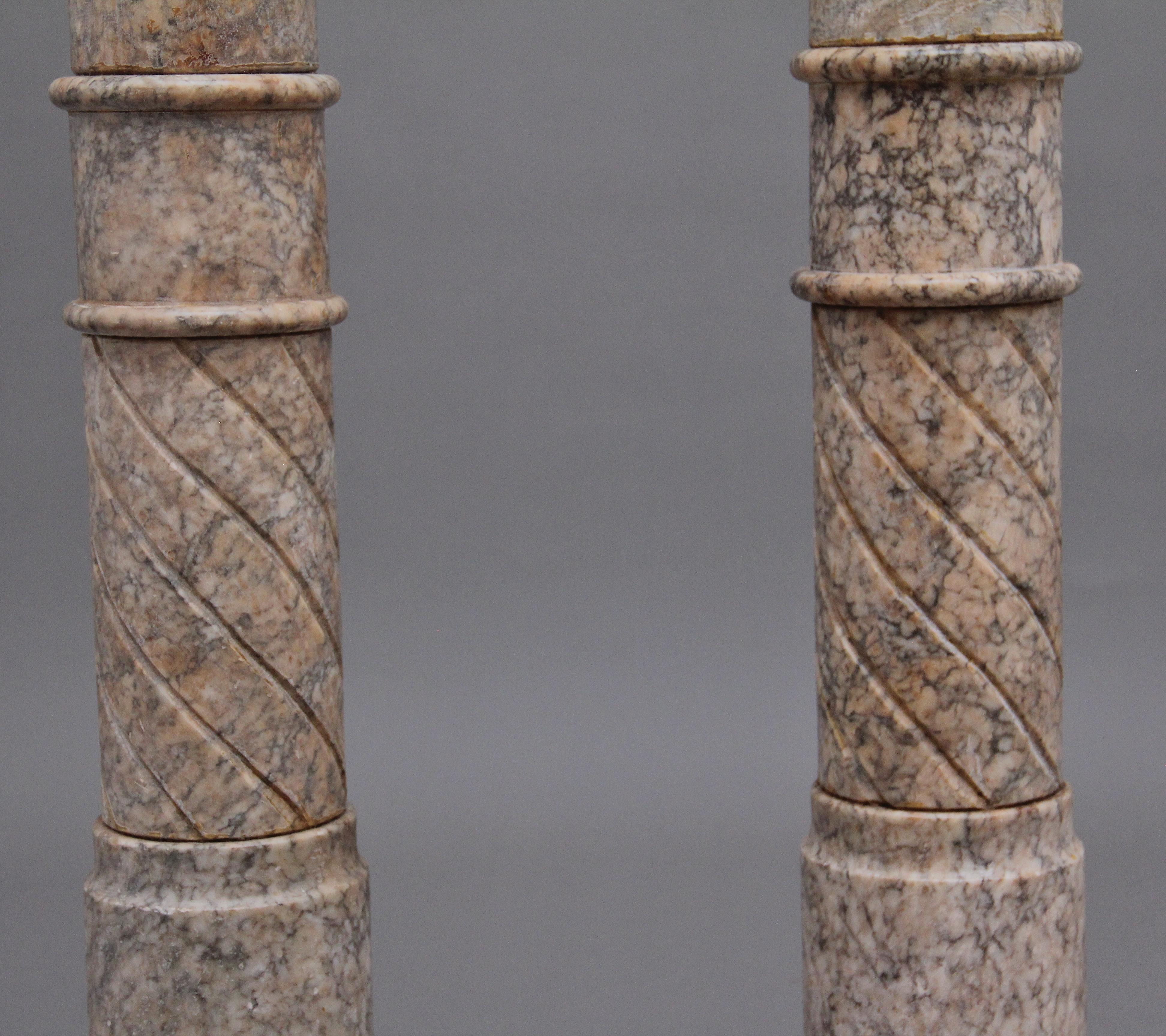 Alabaster Pair Early 20th Century Italian Pedestal Columns For Sale