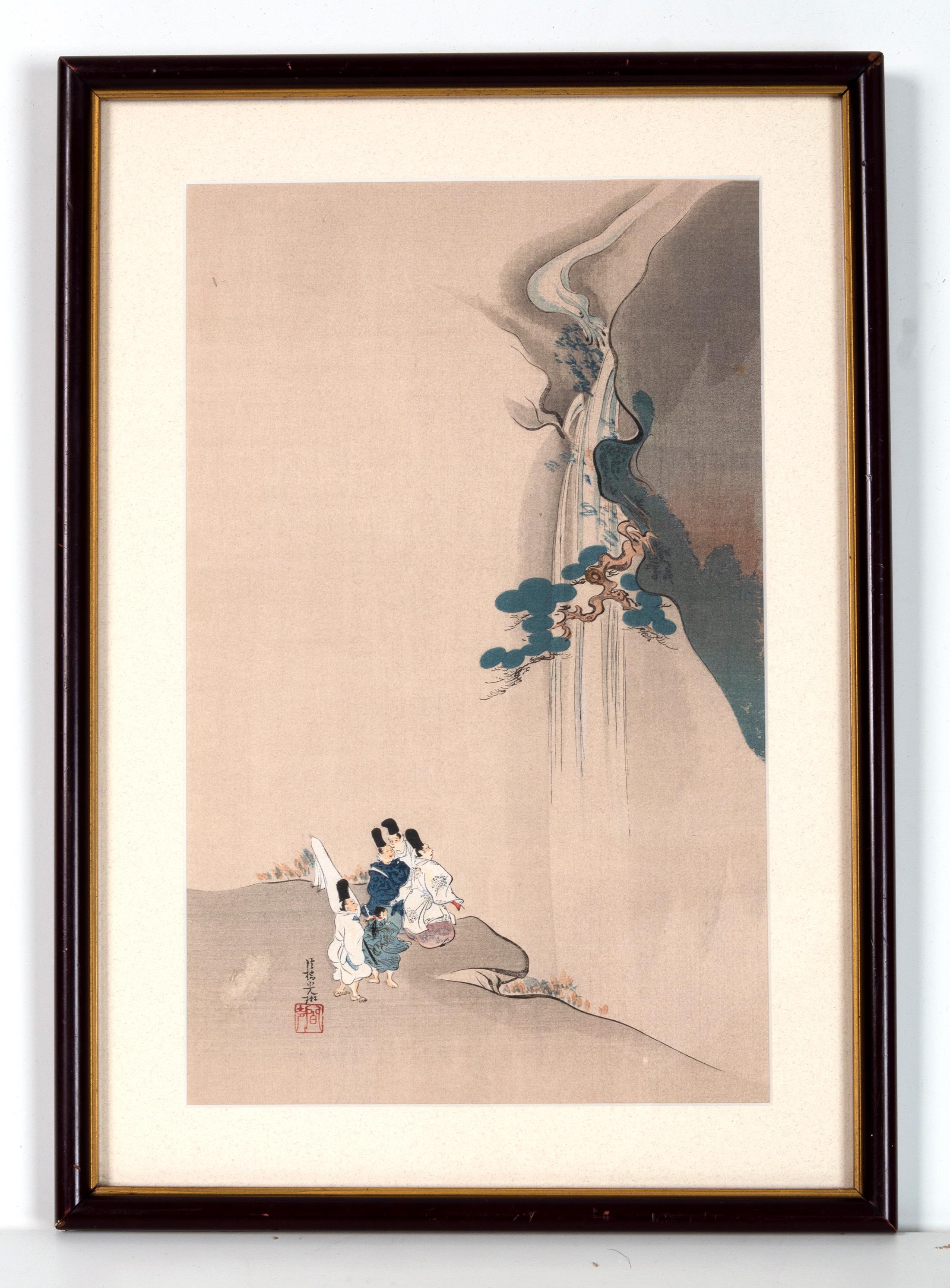 Pair Early 20th Century Japanese Framed Woodblock Prints C.1925 For Sale 1
