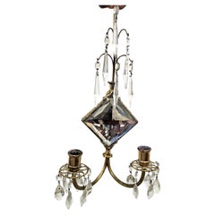 Coppia di candelabri da parete in cristallo e ottone dell'inizio del XX secolo di Jules Leleu