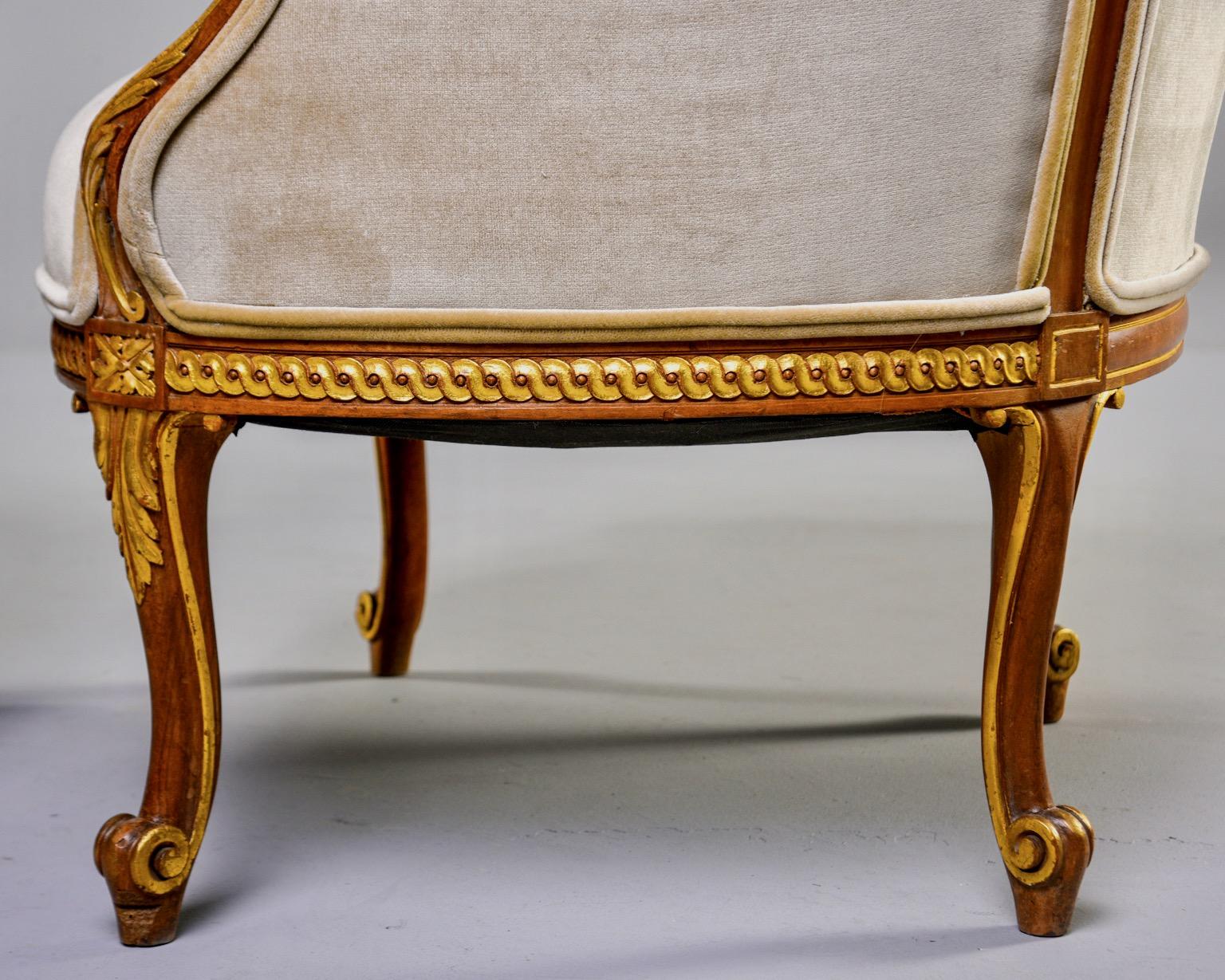 Pair of Early 20th Century Louis XV French Walnut and Gilt Chairs 7