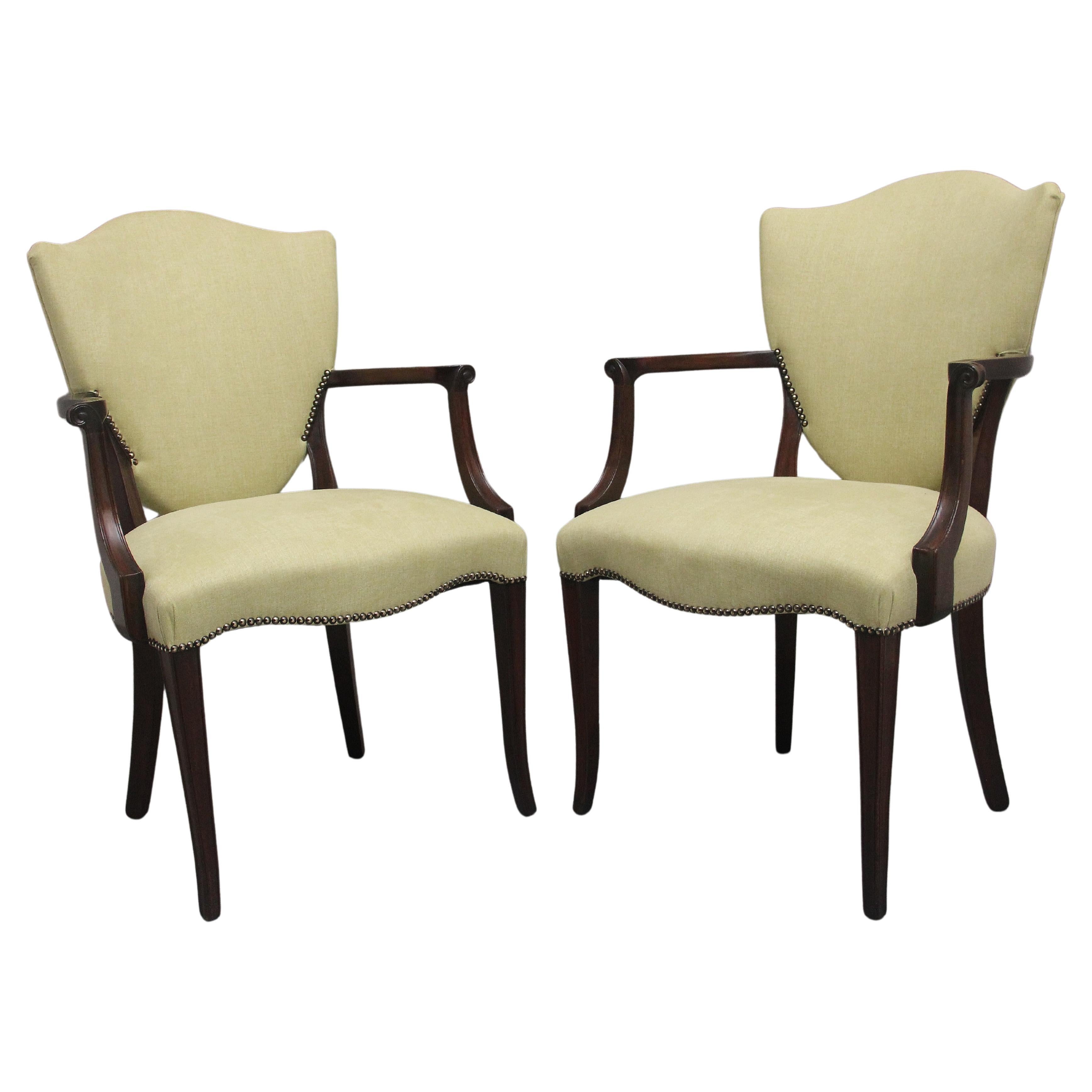 Pair early 20th Century mahogany armchairs For Sale