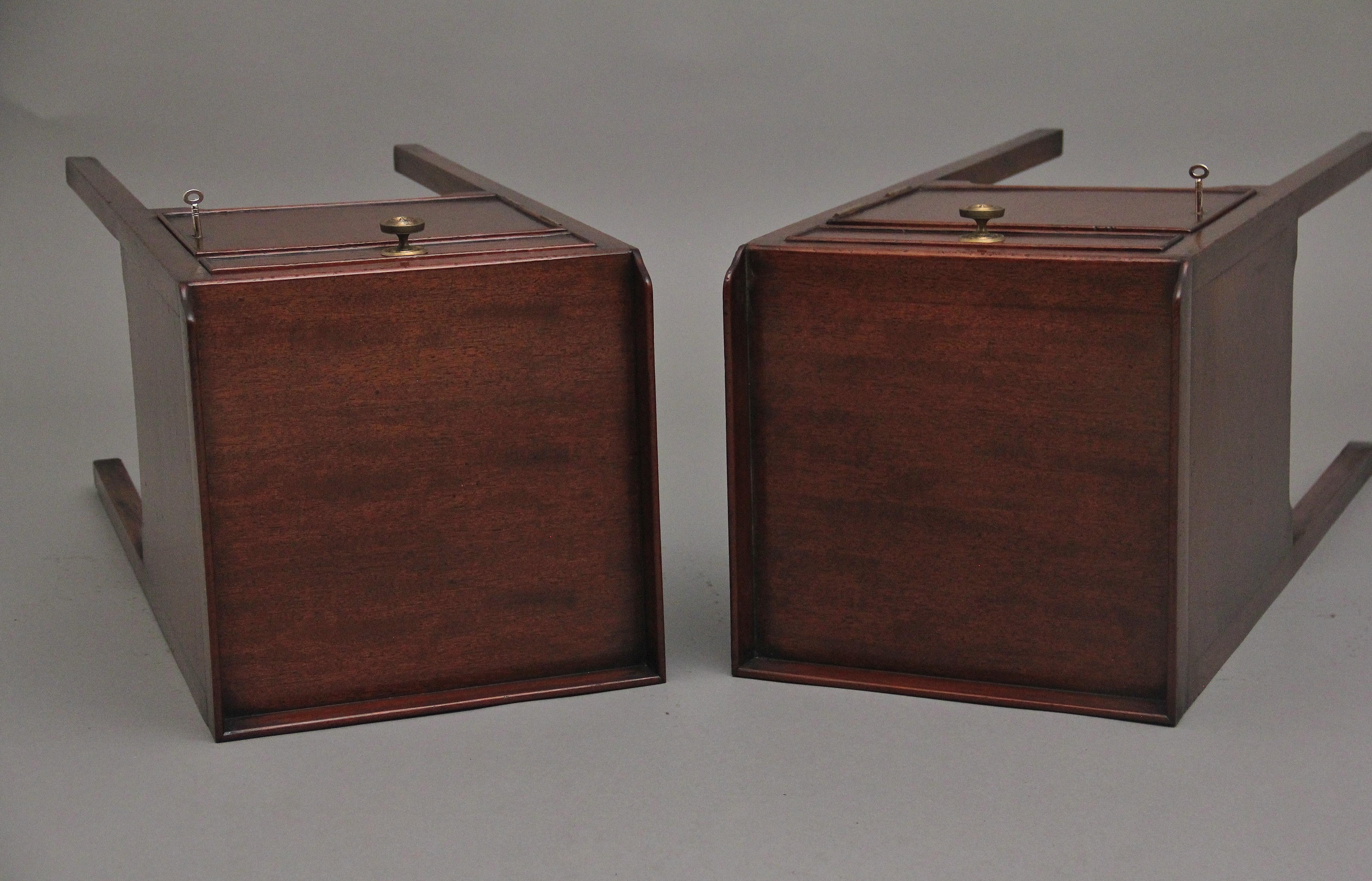 Pair early 20th Century mahogany bedside cabinets 3