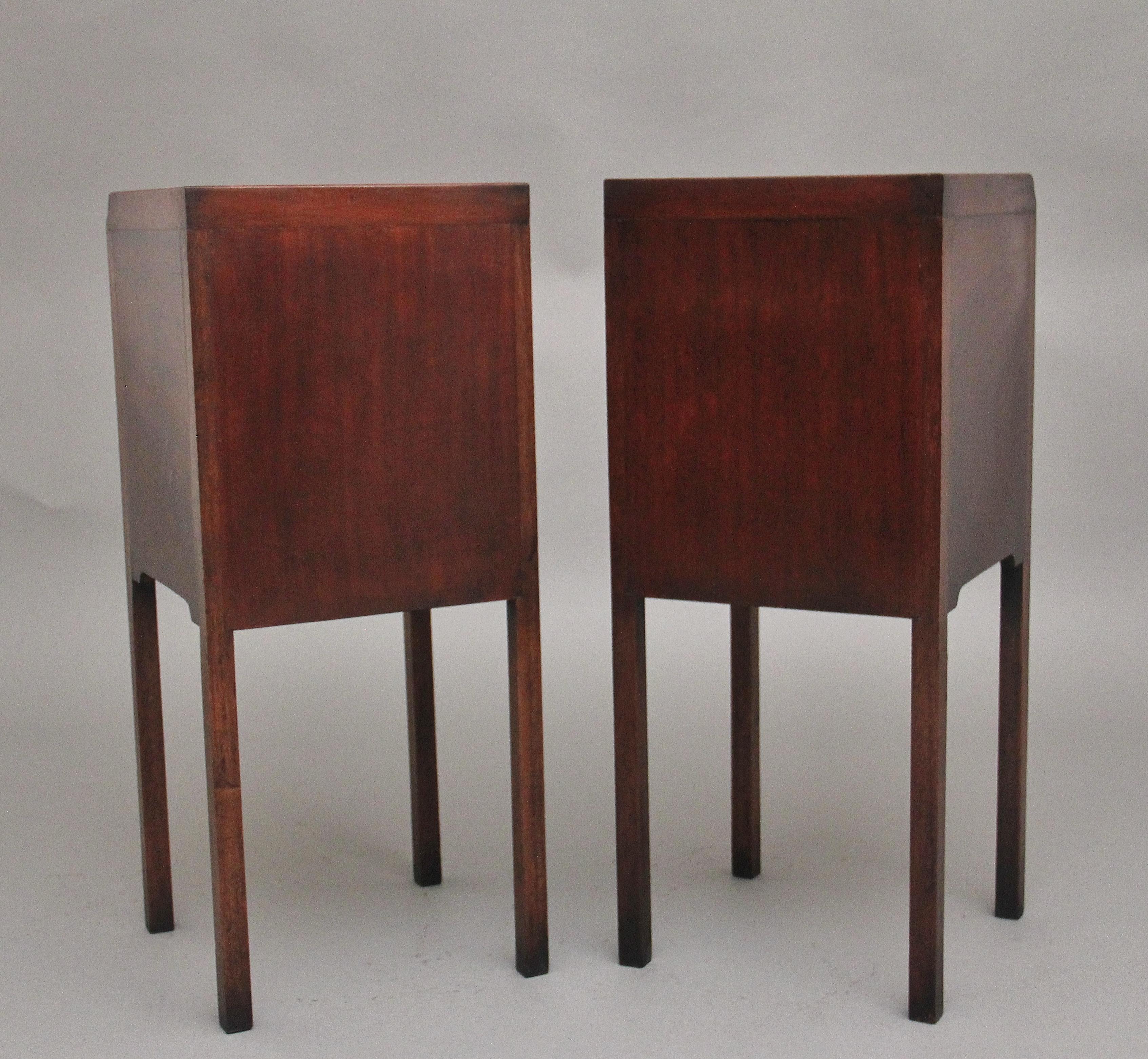 Pair early 20th Century mahogany bedside cabinets 1