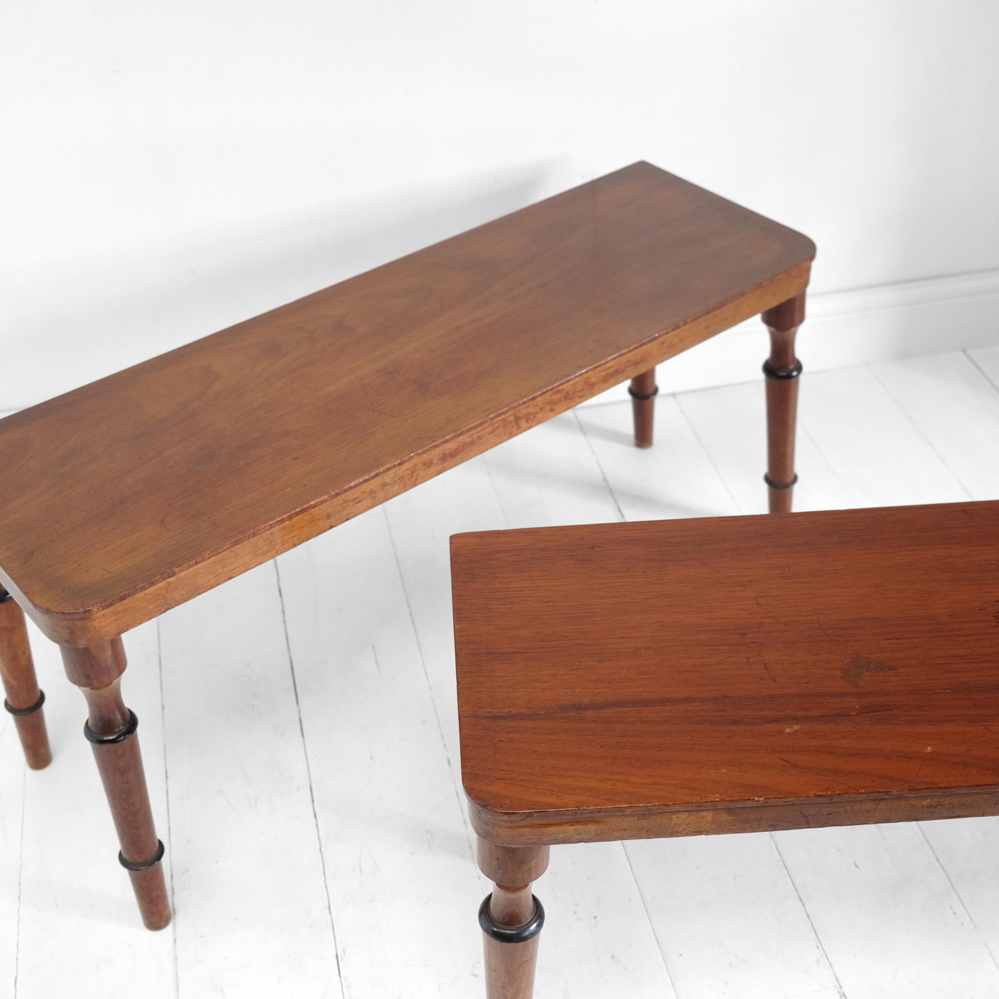 Pair of Early 20th Century Mahogany Hall or Window Benches, Stools, English For Sale 2