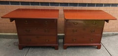 Pair Early 20th Century Manor House Mahogany Bachelor's Secretary Chest