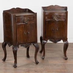 Pair, Early 20th Century Portuguese Walnut Small Cabinets or Nightstands