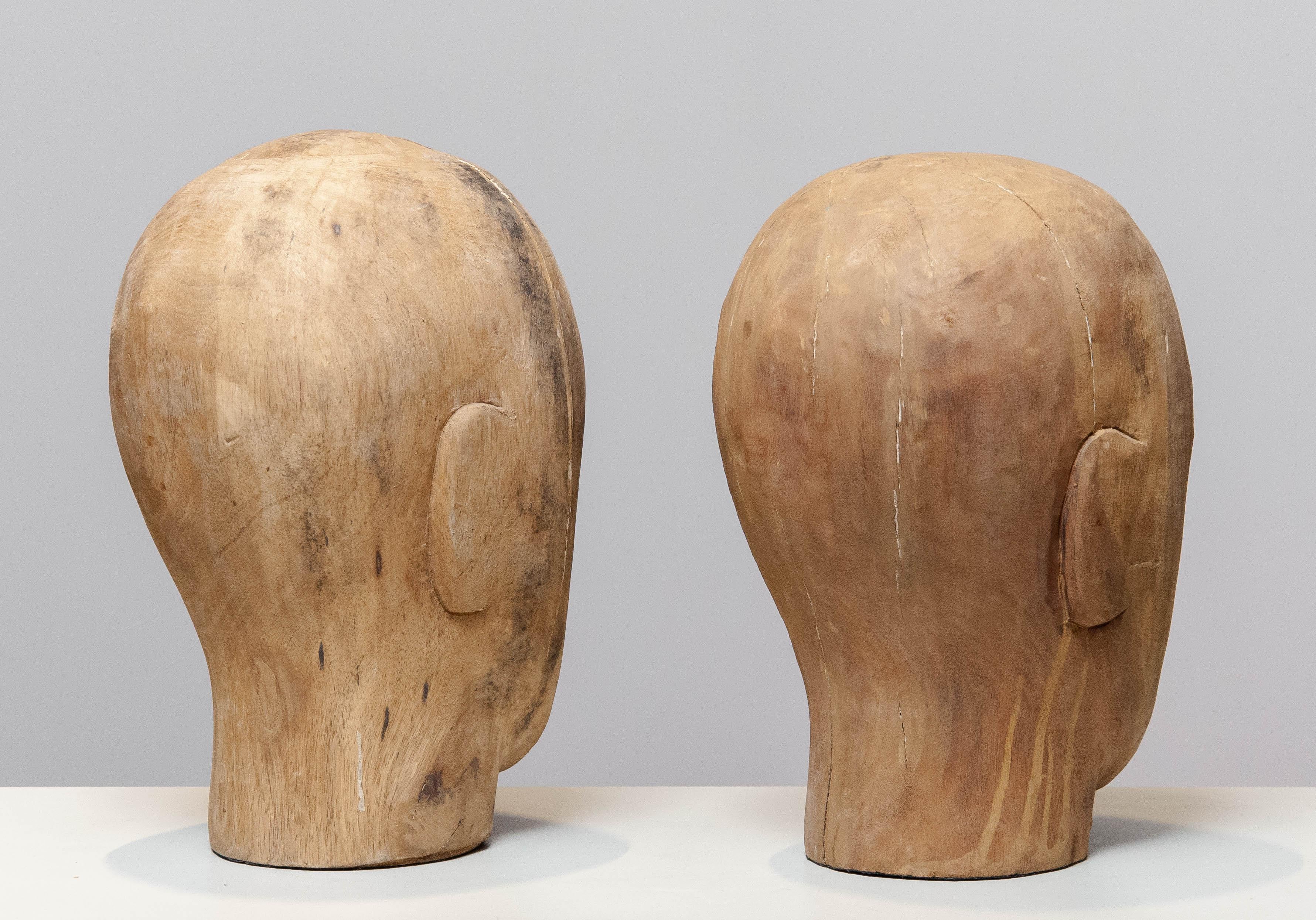 Pair Early 20th Century Scandinavian Faded Milliners Heads, 1900's For Sale 4