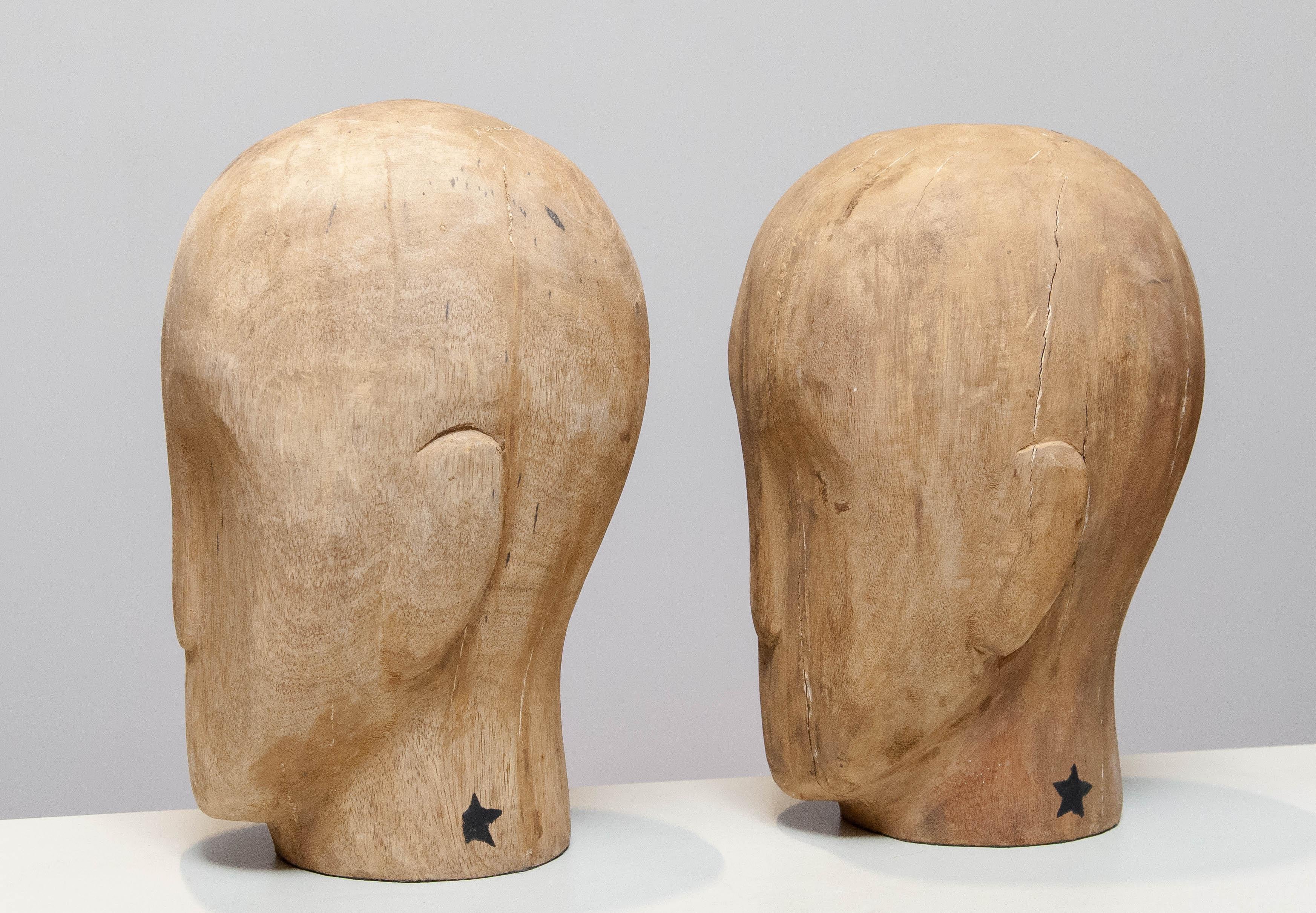 Pair Early 20th Century Scandinavian Faded Milliners Heads, 1900's For Sale 1