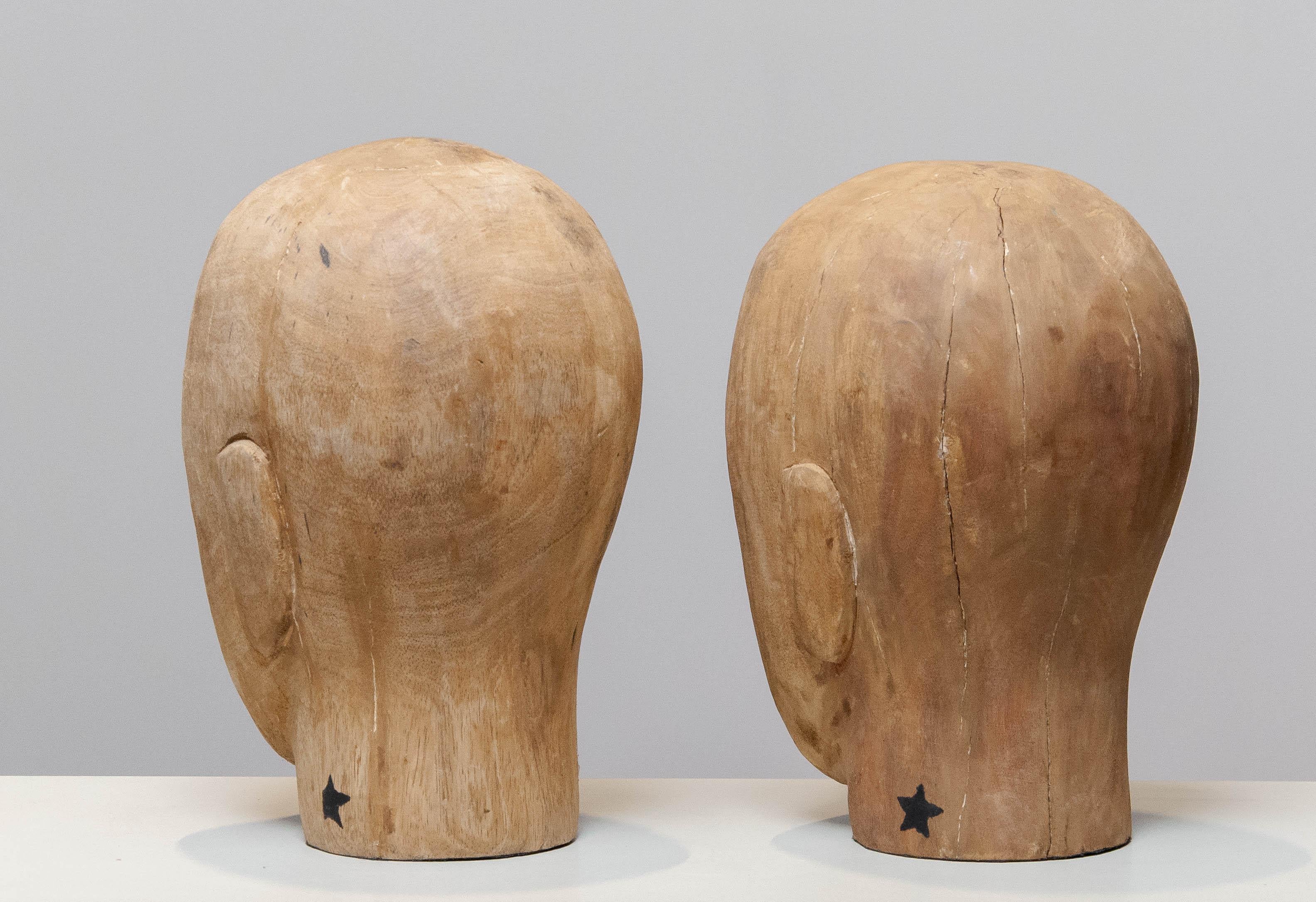 Pair Early 20th Century Scandinavian Faded Milliners Heads, 1900's For Sale 3