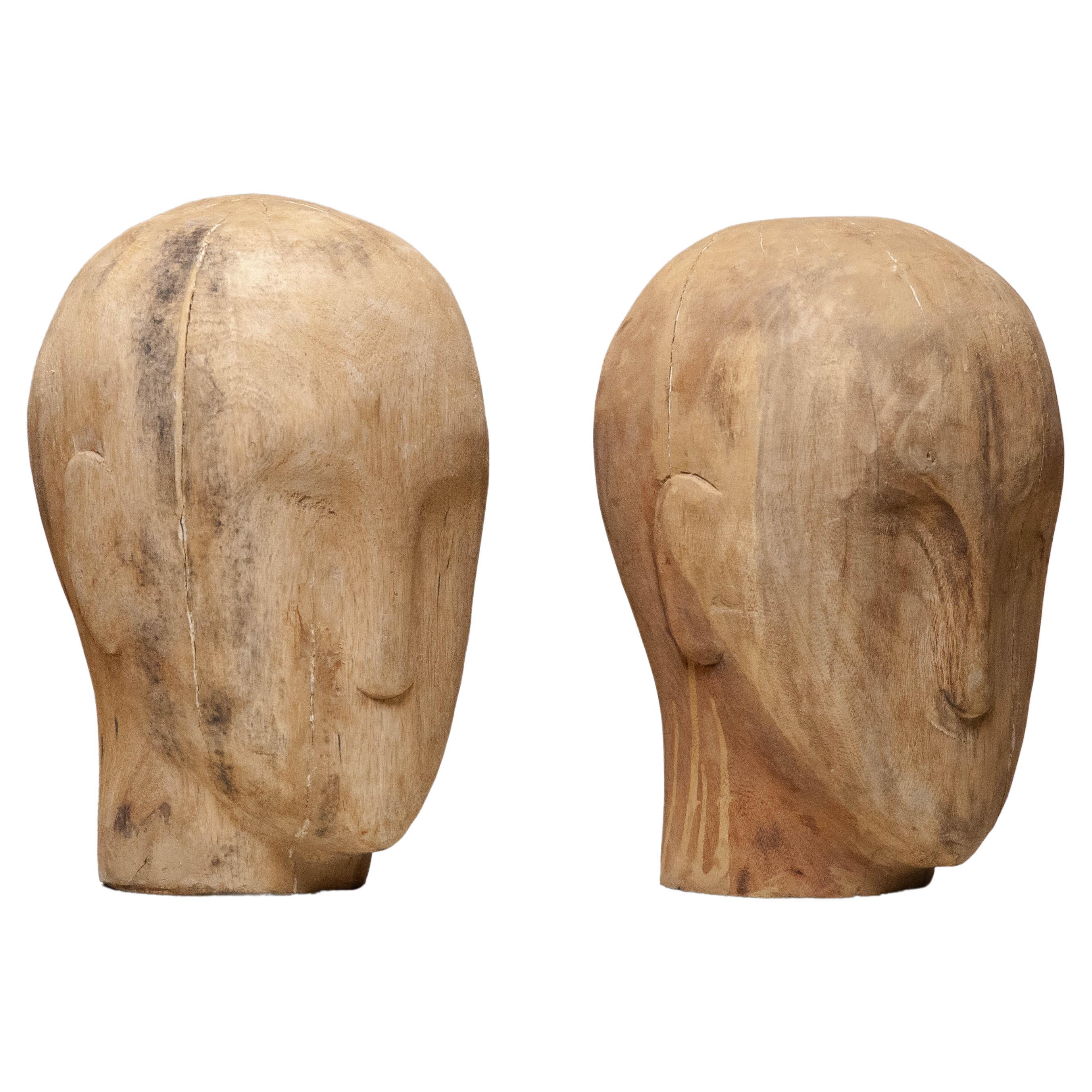 Pair Early 20th Century Scandinavian Faded Milliners Heads, 1900's For Sale