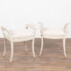 Pair, Early 20th Century Swedish White Gustavian Tabouret Stools