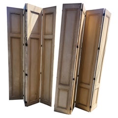 Pair Early 20th Century Tall Paneled Architectural Folding Screens Double Sided